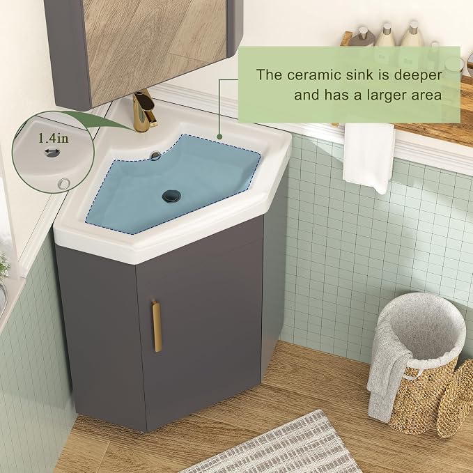 24" Corner Bathroom Vanity Sink - Image 5