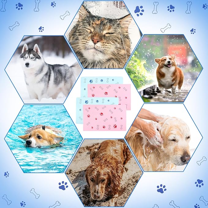 Chumia 4 Pcs Dog Towels for Drying Dog Puppy Bulk Microfiber Absorbent Paw - Image 6