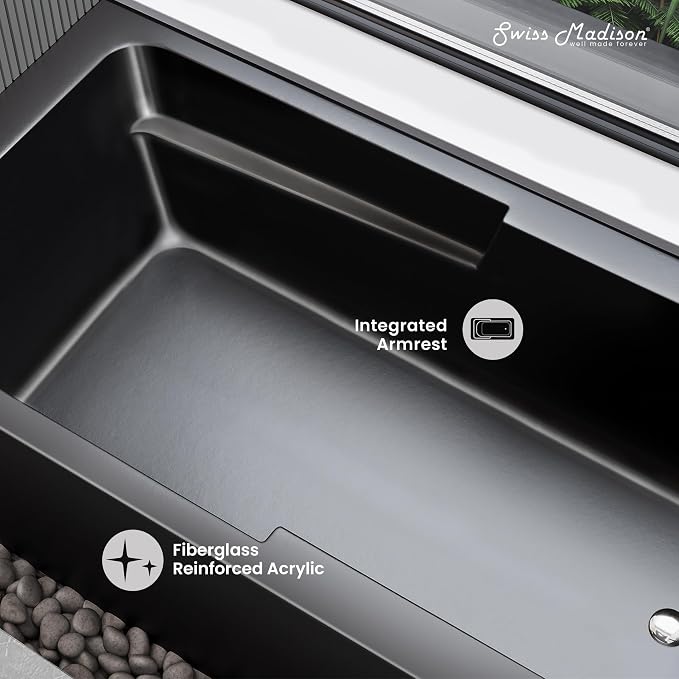 Voltaire 60 in. x 32 in. Acrylic Matte Black, Skirted Alcove, Right-Hand Drain - Image 4