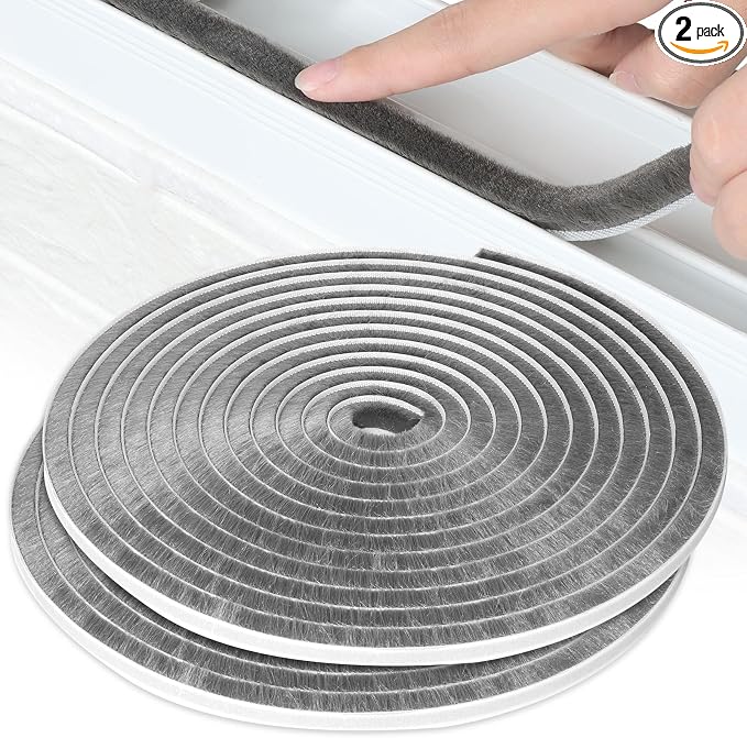 2Pack MILEQEE Door Brush Seal, 66Feet Total, Felt Pile Weather Stripping by MILEQEE