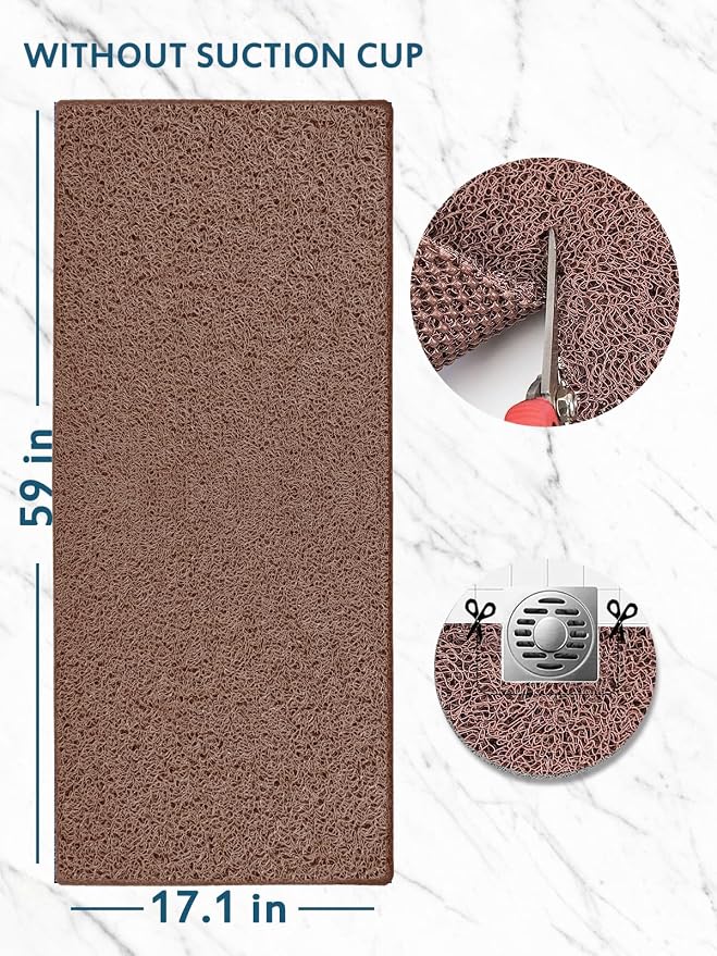 godehone Shower Mats Non Slip Without Suction Cups, PVC Loofah Bathroom Mats - Image 2