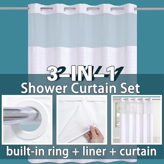 Conbo Mio Extra Long No Hook Shower Curtain - Image 3