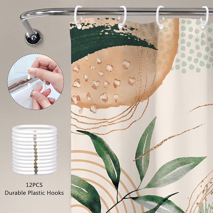 Boho Shower Curtain 60Wx72H Bohemian Modern Mid Century Abstract Sage Green - Image 5