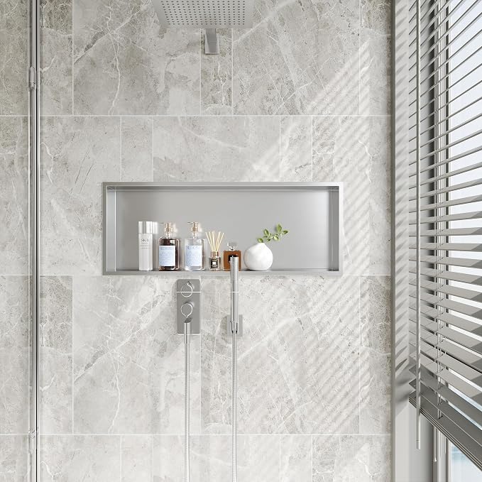 Neodrain 30X12Inch Recessed Brushed Shower Niche, Stainless Steel Bathroom Wall - Image 2