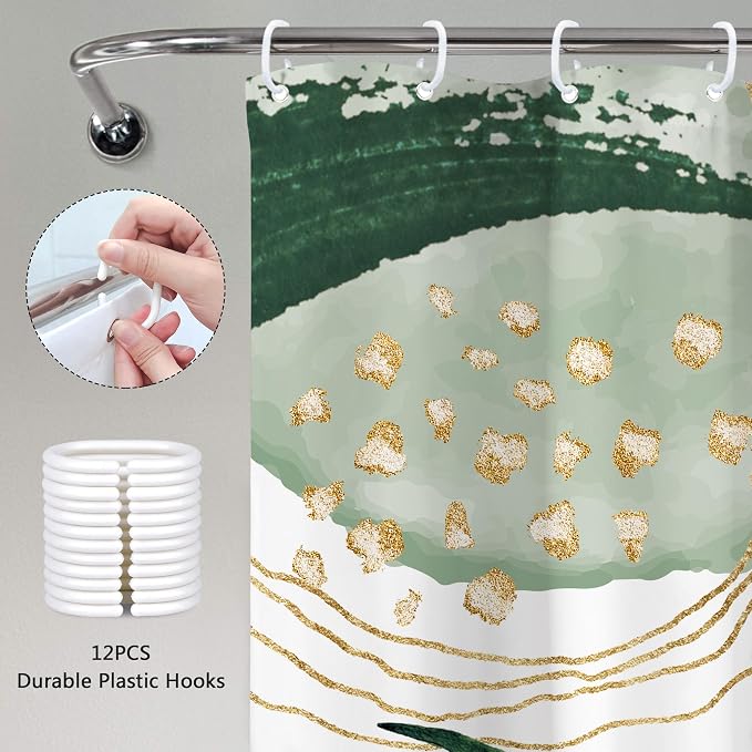 Small Stall Boho Shower Curtain 36Wx72H RV Sage Green Modern Mid Century - Image 5