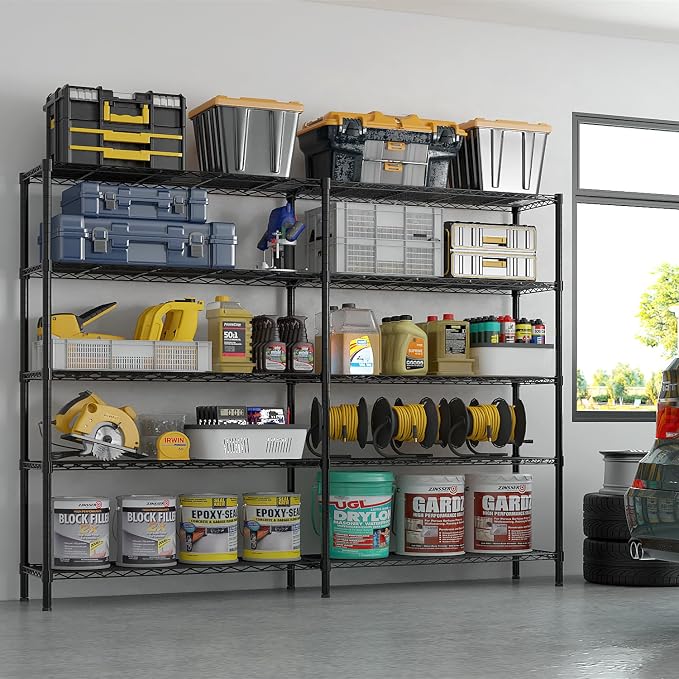 5 Tier Storage Racks Shelving, Heavy Steel Pantry Shelves, Adjustable Wire - Image 4