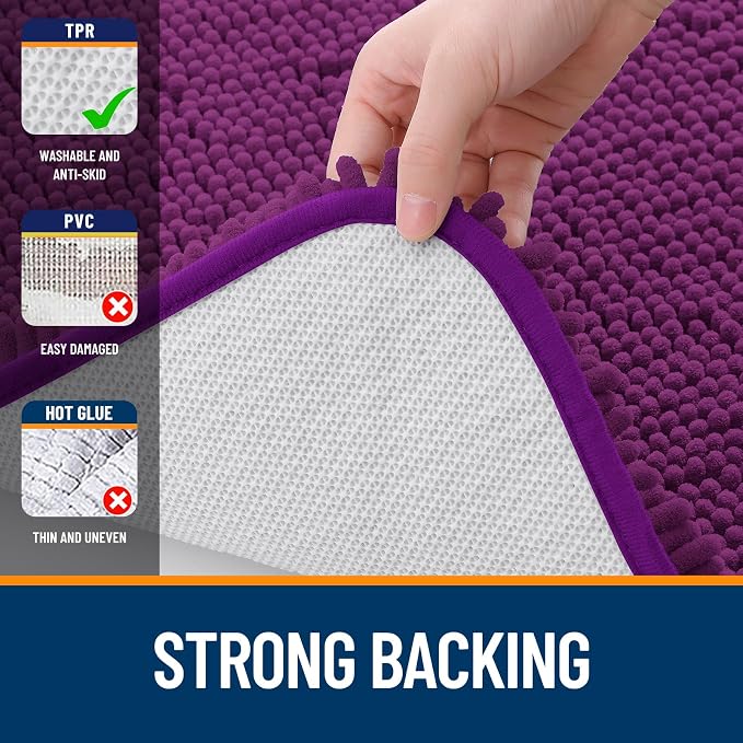 OLANLY Bathroom Rugs 24x16, Extra Soft Absorbent Chenille Bath Rugs, Rubber - Image 6