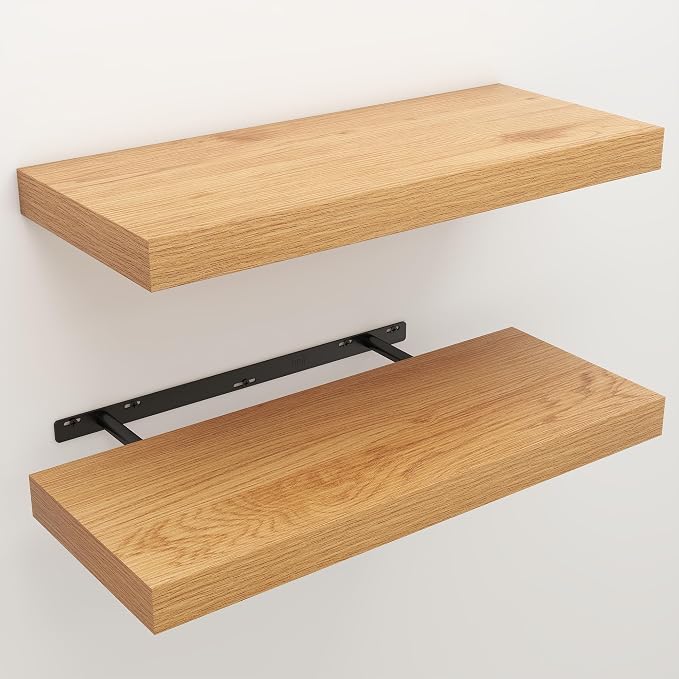 Floating Shelves for Wall, 9.3" Deep Wall Mounted Wood Shelves for Bathroom - Image 3
