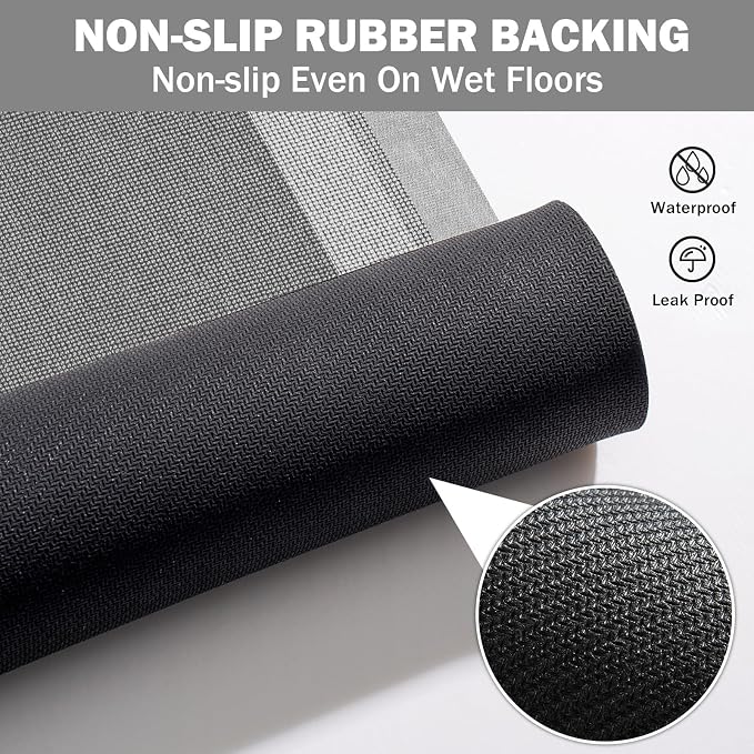 Non Slip Long Bath Mat Bathroom Runner, Rubber Backing Ultra Thin Bathroom Rugs - Image 4