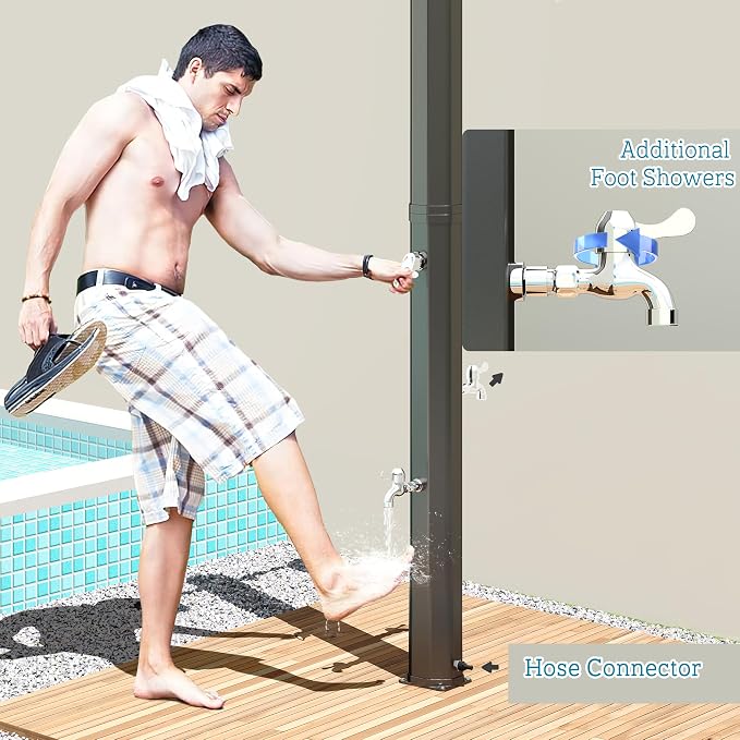 Outsunny 9.2 Gal Solar Heated Outdoor Shower, 7.1F 2-Section Outdoor Solar - Image 6
