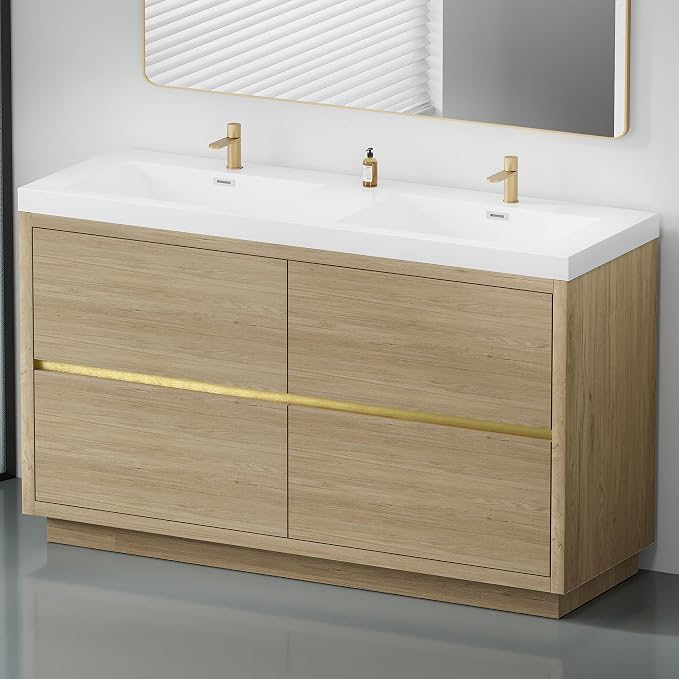 60 Inch Bathroom Vanity with Sink, Double Sink Bathroom Vanity, Freestanding - Image 3