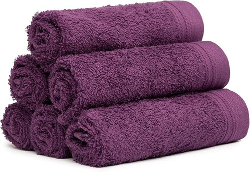100% Cotton Washcloths Set 13” x 13” | Plum Towels | Set of 6 Ultra Soft and - Image 2