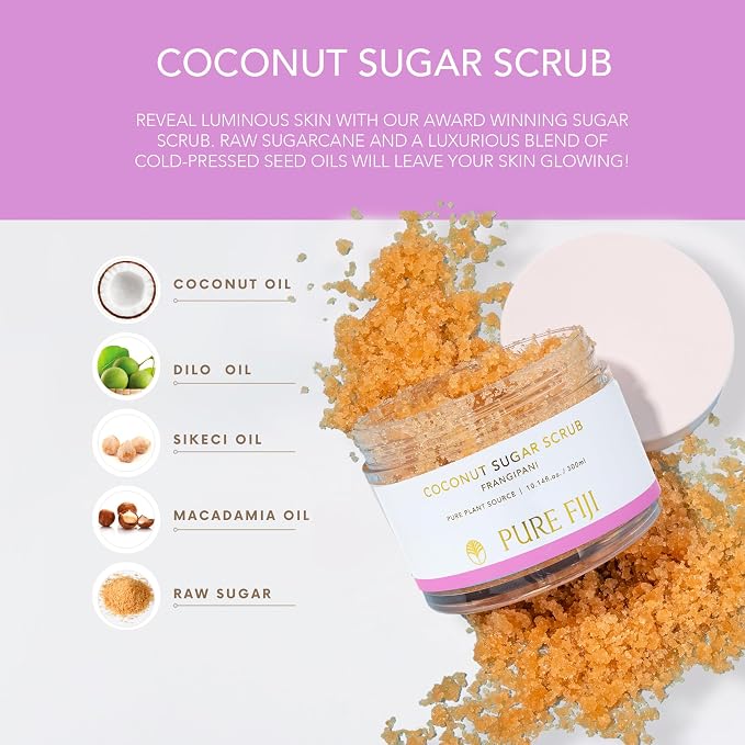 Pure Fiji Coconut Sugar Body Scrub, Frangipani - Image 6