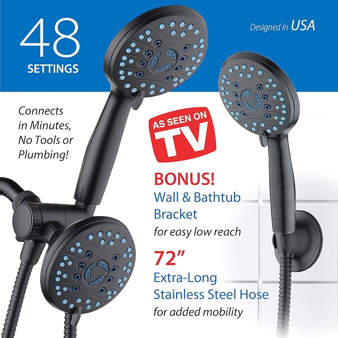 Hotel Spa AquaCare As-Seen-On-TV High Pressure 48-setting Rain & Handheld 3-way - Image 6