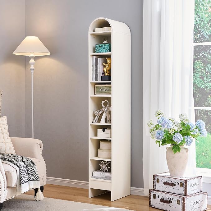 67" Tall Arched Bathroom Storage Cabinet, 8-Tier Modern Farmhouse Storage - Image 5