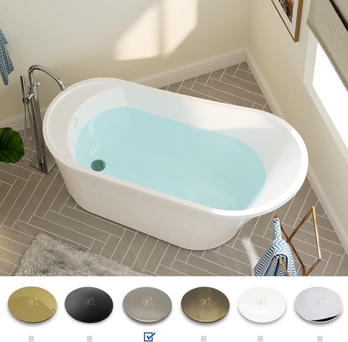 FerdY Langkawi 59" Acrylic Freestanding Bathtub, cUPC Certified, Brushed Nickel - Image 3