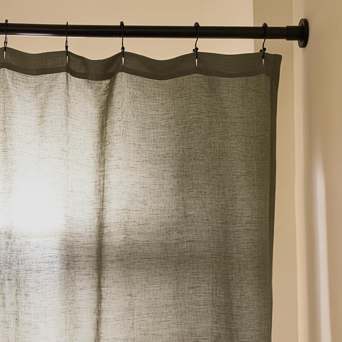 Preston Lane Stonebridge Linen Cotton Shower Curtain, Fabric Bathroom Curtain - Image 2