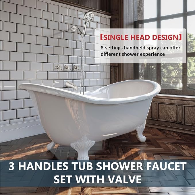 Aolemi 3 Handles Tub Shower Faucet Set - Image 8