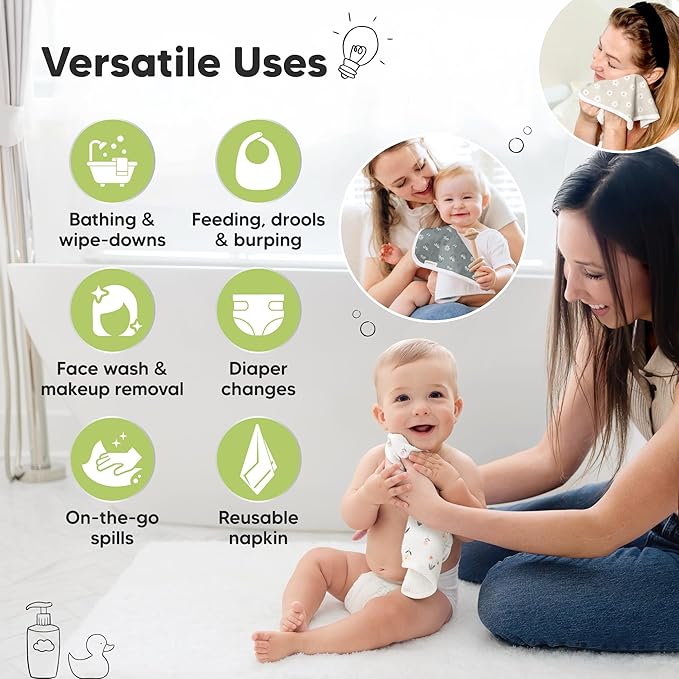 6-Pack Cotton Baby Washcloths for Newborn - Image 6