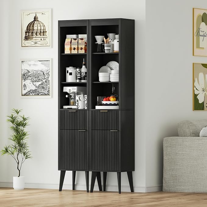 70" H Tall Storage Cabinet, Fluted Freestanding Floor Organizer - Image 6