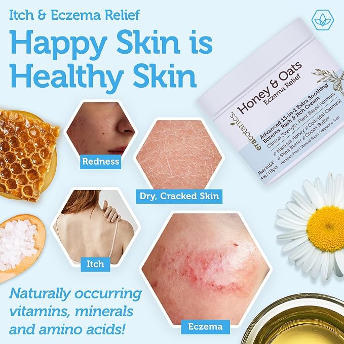 Eczema Cream with Manuka Honey & Colloidal Oatmeal – Extra Strength Anti Itch - Image 3
