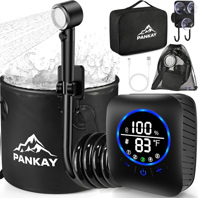 Portable Shower for Camping, 8000mAh Rechargeable Camping Shower Pump by Pankay