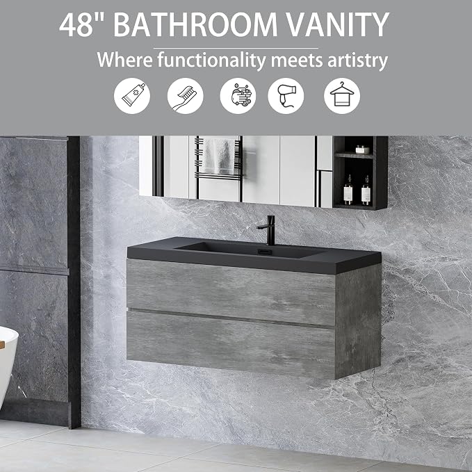 Floating Vanity Bathroom, 48 Inch Bathroom Vanity - Image 3