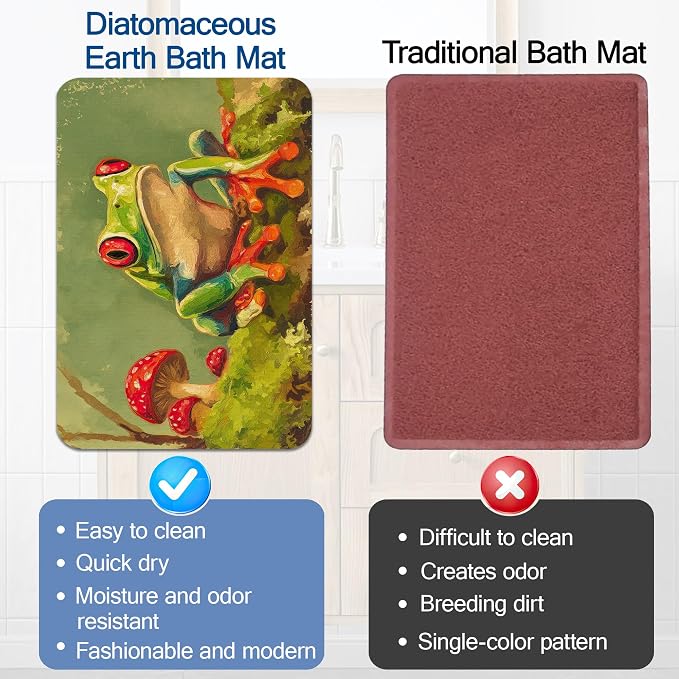 Elightvap Bath Mat Red Eyes Tree Frog Bathroom Rug, Soft and Non SlipTropical - Image 5