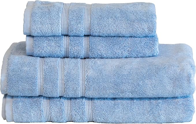 Mosobam Luxury Turkish 4pc Towel Set 30X58 16X30 Allure Blue 700 GSM Bamboo by Mosobam