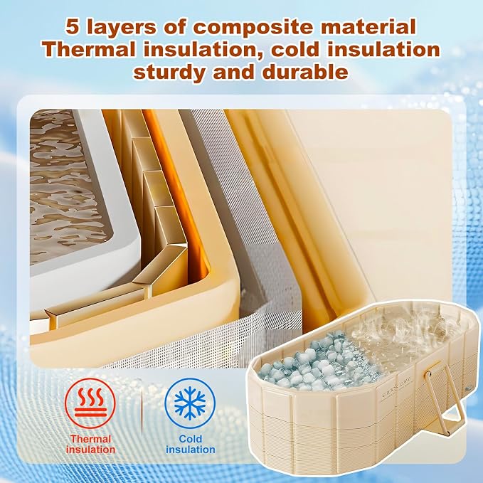 Portable Bathtub for Adult 59" Large Collapsible Cold Plunge Bathtub Foldable - Image 6