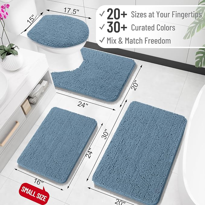 OLANLY Bathroom Rugs 24x16, Extra Soft Absorbent Chenille Bath Rugs, Rubber - Image 2