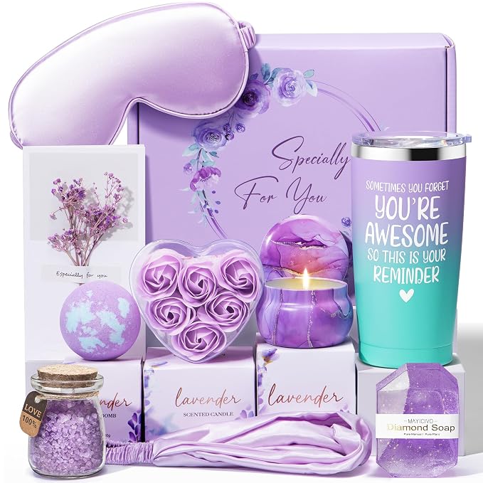Birthday Gifts for Women Friendship, Lavender Relaxing Spa Gifts Basket for by MAYICIVO
