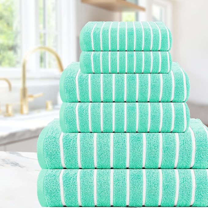 CASA COPENHAGEN Ecstatic 6 Pieces Towel Set- Aqua Blue, 600 GSM 2 Bath Towel 2 - Image 2
