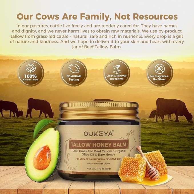OUKEYA Beef Tallow Balm Moisturizing Cream, Natural Beef Tallow Face & Body - Image 7