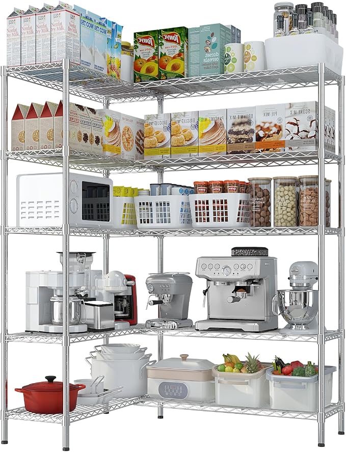 5 Tier Storage Racks Shelving, Heavy Steel Pantry Shelves, Adjustable Wire - Image 8