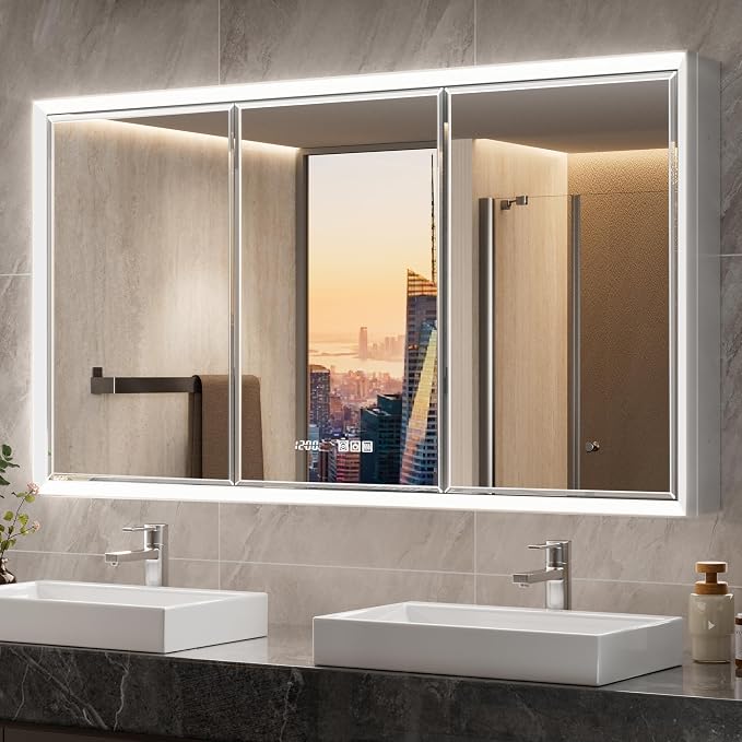 54x30 Beveled Lighted Medicine Cabinet by QUEENFUN