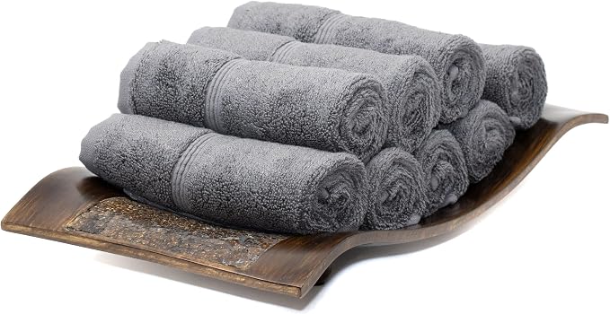 Mosobam Luxury Turkish Towels Set of 8 Washcloths 13X13 Charcoal Gray 700 GSM by Mosobam