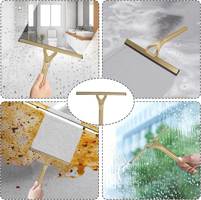 8.9x8.7inch Gold Stainless Steel Shower Squeegee Window Squeegee - Image 6