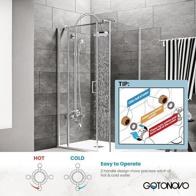 gotonovo Exposed Bathroom Shower System Classic Shower Kit 8 Inch Luxurious - Image 2