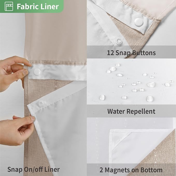 No Hook Extra Long Shower Curtain Set - Image 6