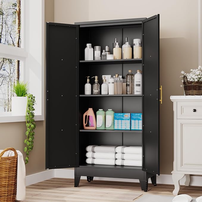 61" H Metal Kitchen Pantry Storage Cabinet, Freestanding Cupboard - Image 8