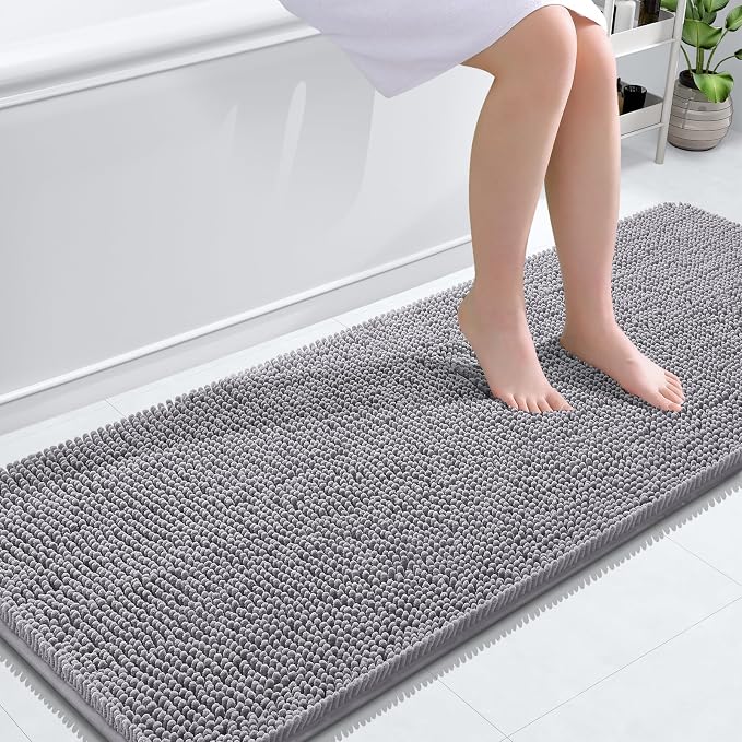 OLANLY Bathroom Rugs 59x24, Extra Soft Absorbent Chenille Bath Rugs, Rubber by OLANLY