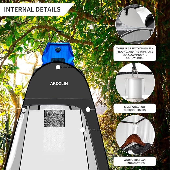AKOZLIN Portable Pop Up Shower Tent Instant Privacy Dressing Changing Tent - Image 3