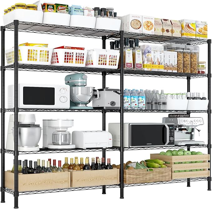 4 Tier Storage Racks Shelving, Heavy Steel Pantry Shelves, Adjustable Wire - Image 8