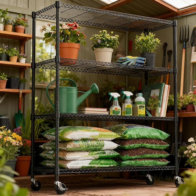 4 Tiers Shelf 1400 lbs Steel Storage Shelving Utility Shelving Unit Steel - Image 7