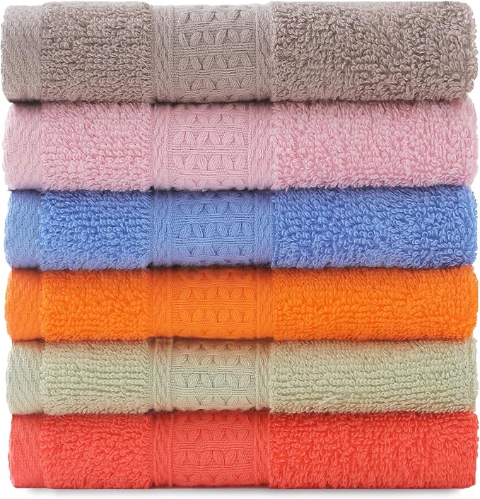 6 Pack 100% Cotton Washcloths Set, Highly Absorbent and Soft Feel Fingertip by Unknown