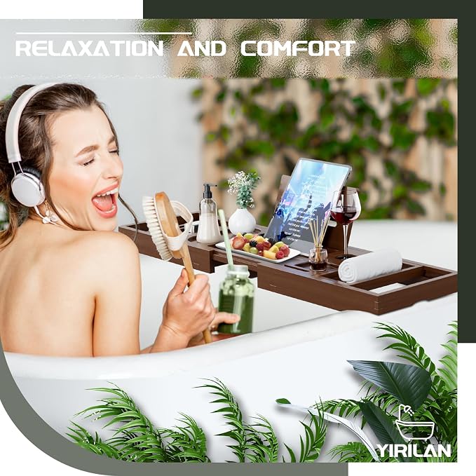Yirilan Luxury Bathtub Tray Caddy, Expandable Bath Tray, Unique House Warming - Image 5