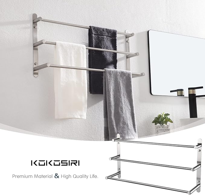 KOKOSIRI Bath Towel Bars Stainless Steel Bathroom 3-Tiers Ladder Towel Rack - Image 4