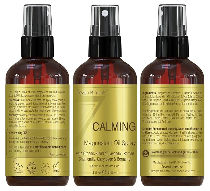Seven Minerals Calming Magnesium Spray | 100 Percent Natural Essential Oils - Image 3