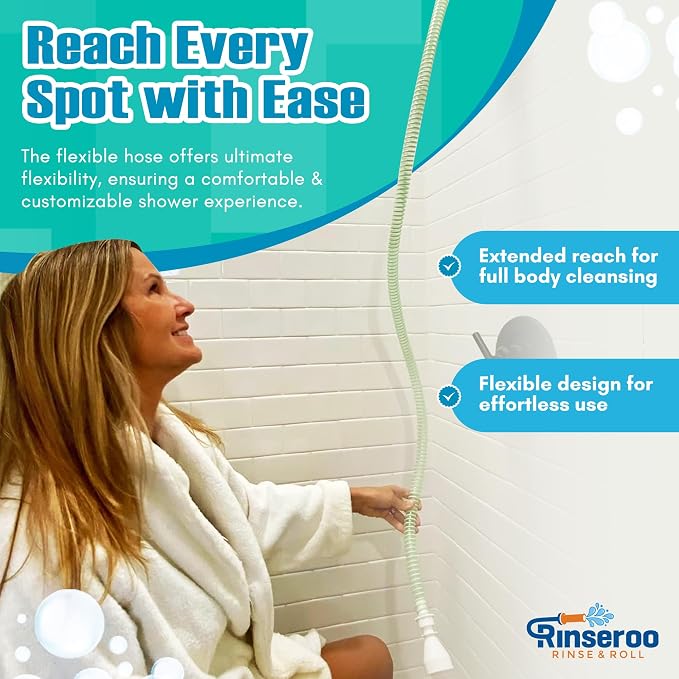 NEW Rinseroo: 5ft Slip-On Handheld Shower Attachment Hose w/Spray Head- - Image 7